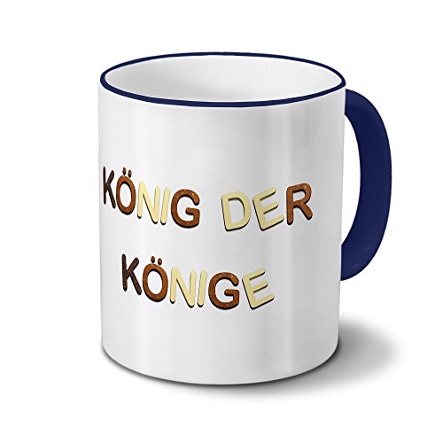 printplanet Tasse mit Namen König der Könige - Motiv Schokoladenbuchstaben - Namenstasse, Kaffeebecher, Mug, Becher, Kaffeetasse - Farbe Blau von printplanet