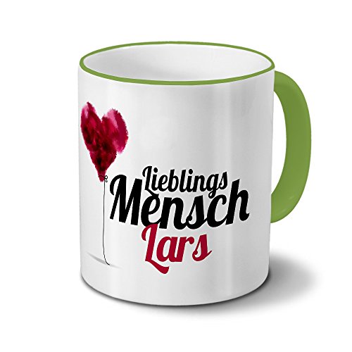 printplanet Tasse mit Namen Lars - Motiv Lieblingsmensch - Namenstasse, Kaffeebecher, Mug, Becher, Kaffeetasse - Farbe Grün von printplanet