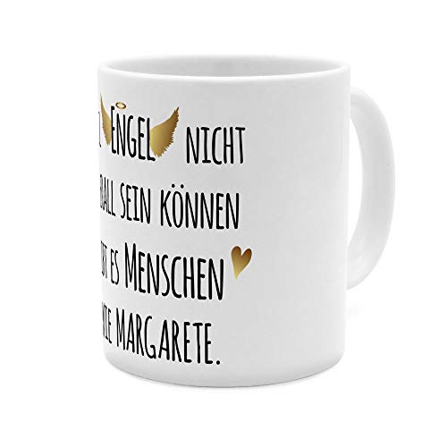 printplanet Tasse mit Namen Margarete - Motiv Engel überall - Namenstasse, Kaffeebecher, Mug, Becher, Kaffeetasse - Farbe Weiß von printplanet