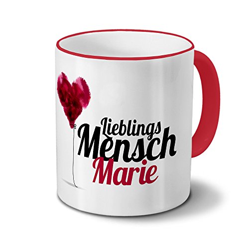 printplanet Tasse mit Namen Marie - Motiv Lieblingsmensch - Namenstasse, Kaffeebecher, Mug, Becher, Kaffeetasse - Farbe Rot von printplanet