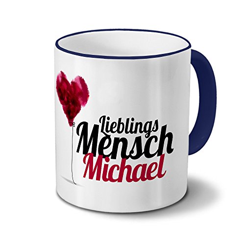 printplanet Tasse mit Namen Michael - Motiv Lieblingsmensch - Namenstasse, Kaffeebecher, Mug, Becher, Kaffeetasse - Farbe Blau von printplanet