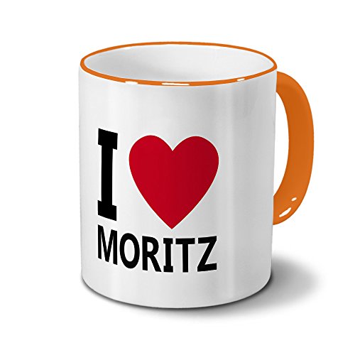 printplanet Tasse mit Namen Moritz - Motiv I Love Moritz - Namenstasse, Kaffeebecher, Mug, Becher, Kaffeetasse - Farbe Orange von printplanet