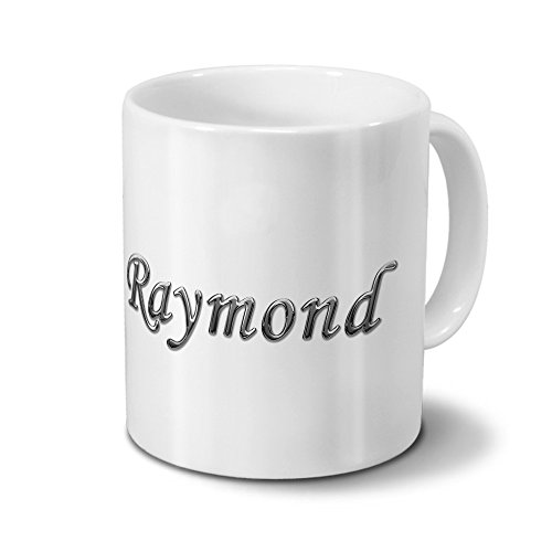 printplanet Tasse mit Namen Raymond - Motiv Chrom-Schriftzug - Namenstasse, Kaffeebecher, Mug, Becher, Kaffeetasse - Farbe Weiß printplanet Tasse mit Namen Raymond - Motiv Chrom-Schriftzug - Namenstasse, Kaffeebecher, Mug, Becher, Kaffeetasse - Farbe Weiß von printplanet