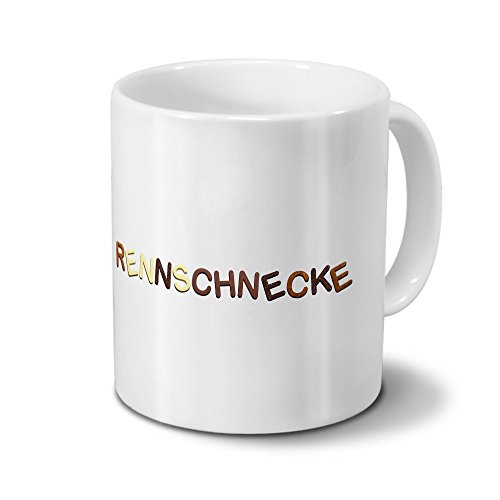 printplanet Tasse mit Namen Rennschnecke - Motiv Schokoladenbuchstaben - Namenstasse, Kaffeebecher, Mug, Becher, Kaffeetasse - Farbe Rot von printplanet