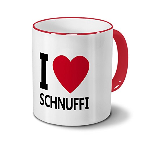 printplanet Tasse mit Namen Schnuffi - Motiv I Love Schnuffi - Namenstasse, Kaffeebecher, Mug, Becher, Kaffeetasse - Farbe Rot von printplanet