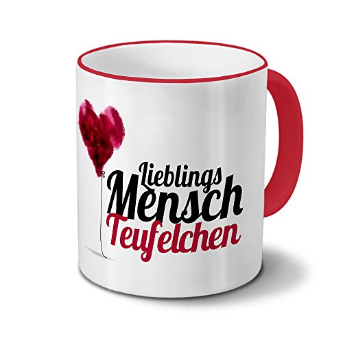 printplanet Tasse mit Namen Teufelchen - Motiv Lieblingsmensch - Namenstasse, Kaffeebecher, Mug, Becher, Kaffeetasse - Farbe Rot von printplanet