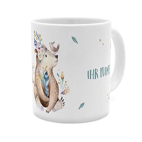 printplanet® Tasse mit Namen personalisiert - Motiv: BAER - individuell gestalten - Farbvariante Weiß von printplanet