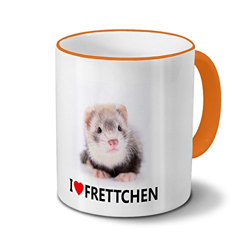 printplanet Tiertasse Frettchen - Tasse mit Tierbild Frettchen - Becher Orange von printplanet