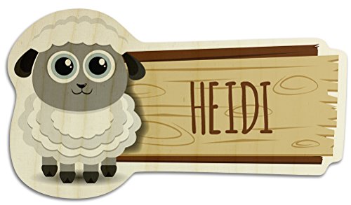 printplanet Türschild aus Holz mit Namen Heidi - Motiv Schaf - Namensschild, Holzschild, Kinderzimmer-Schild von printplanet