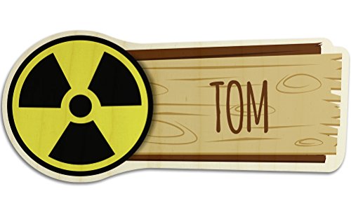 printplanet Türschild aus Holz mit Namen Tom - Motiv Radioaktiv - Namensschild, Holzschild, Kinderzimmer-Schild von printplanet