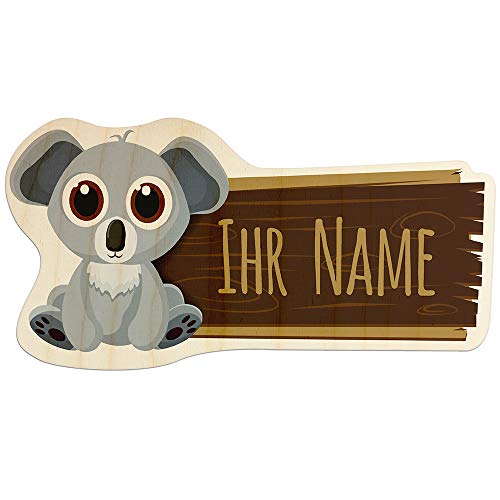 printplanet - Türschild aus Holz mit eigenem Text oder Namen - Namensschild, Holzschild, Kinderzimmer-Schild - Motiv Koala von printplanet