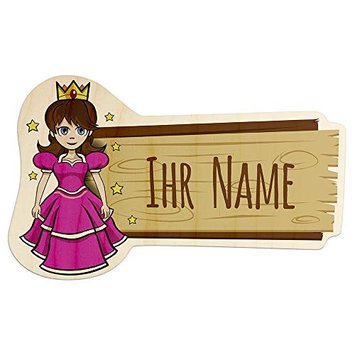 printplanet - Türschild aus Holz mit eigenem Text oder Namen - Namensschild, Holzschild, Kinderzimmer-Schild - Motiv Prinzessin von printplanet