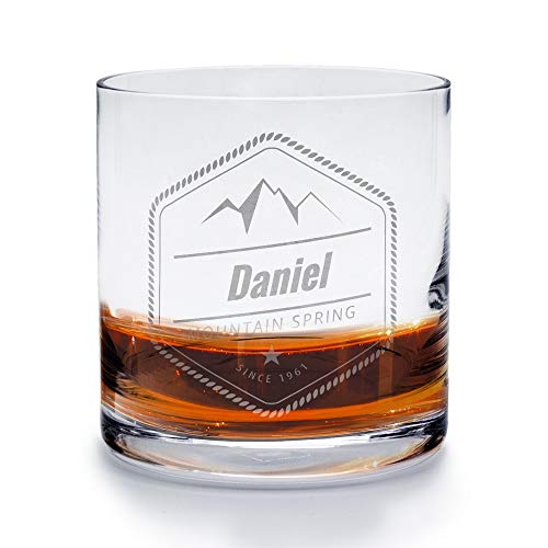 printplanet - Whiskyglas mit Namen Daniel graviert. - Leonardo® Whiskeyglas mit Gravur - Design Mountain von printplanet