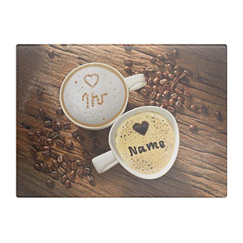 printplanet - XL Glas-Schneidbrett mit Namen oder Text selbst gestalten - XL Frühstücksbrettchen Personalisieren und Bedrucken – Motiv: Kaffee von printplanet