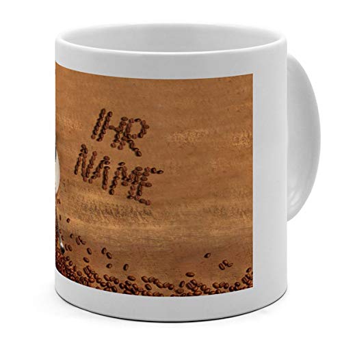 printplanet XL Riesen-Tasse mit Namen personalisiert - Motiv Kaffeebohnen - individuell gestalten - Namenstasse, Kaffeebecher, Becher, Mug von printplanet