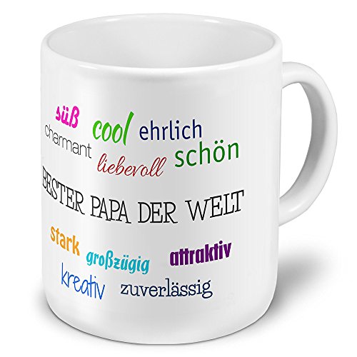 printplanet XXL Jumbo-Namenstasse Bester Papa der Welt - XXL Jumbotasse mit Design Positive Eigenschaften - Namens-Tasse, Namens-Krug, Becher, Mug von printplanet