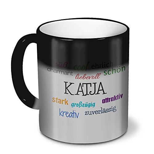 printplanet Zaubertasse mit Namen Katja - Magic Mug mit Design Positive Eigenschaften - Zauberbecher, magische Kaffeetasse von printplanet