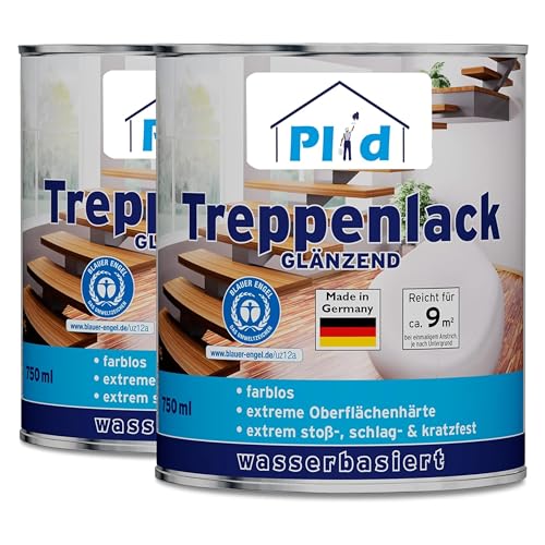 PLID® Treppen - Klarlack - glänzend - zum Versiegeln von Kork- Parkett & Holzfußböden, Holztreppen sowie Möbeln im Innenbereich stoß - schlagfest strapazierfähig - Made in Germany 1,5l PLID® Treppen - Klarlack - glänzend - zum Versiegeln von Kork- Parkett & Holzfußböden, Holztreppen sowie Möbeln im Innenbereich stoß - schlagfest strapazierfähig - Made in Germany 1,5l von Plid