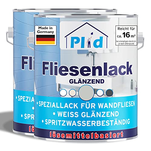 plid® Fliesenfarbe Badezimmer & Küche [FEUCHTIGKEITSBESTÄNDIG] Fliesenlack Lichtgrau 1,5l fürs Bad - Fliesen neu streichen & lackieren im Innenbereich - 3in1 Fliesen Farbe Lack - Made in Germany von plid