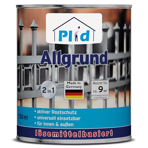 plid® Allgrund weiß - Spezialgrundierung & universell anwendbar - überlackierbar - aktive Rostschutzpigmenten - schnelltrocknend - wetterbeständig - für innen & außen - Made in Germany 0,75l von plid