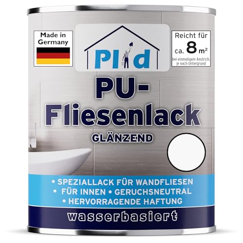 Plid® Fliesenfarbe Badezimmer & Küche [FEUCHTIGKEITSBESTÄNDIG]- Fliesenlack Weiß 0.75l fürs Bad - Fliesen neu streichen & lackieren im Innenbereich - 3in1 Fliesen Farbe Lack - Made in Germany von Plid