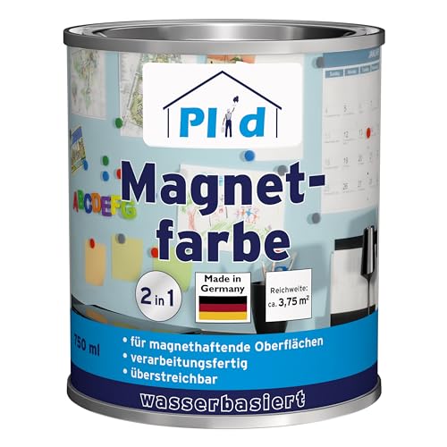 Plid® Magnetfarbe Extra Stark Anthrazitgrau [überstreichbar] - Magnetische Wandfarbe auf Wänden, Türen, Möbeln - z. B. Holz,-Metall- und Hartkunststoffoberflächen - Beton & Putzflächen 0,75L von Plid