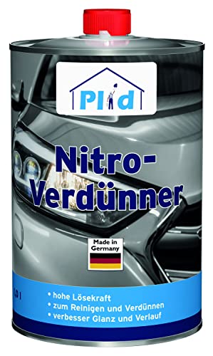 plid® Nitro-Verdünner farblos - mit hoher Lösekraft - zum reinigen & Verdünnen von Nitro-, Nitro-Kombinations-, Chlorkautschuk-, lufttrocknenden und einbrennbaren Kunstharz-Lacken 1l von plid