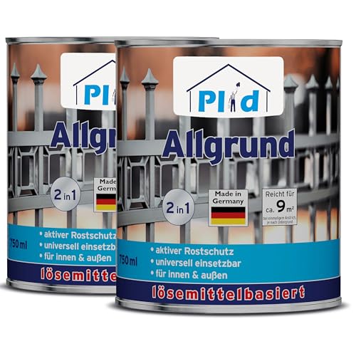 Plid® Allgrund weiß - Spezialgrundierung & universell anwendbar - überlackierbar - aktive Rostschutzpigmenten - schnelltrocknend - wetterbeständig - für innen & außen - Made in Germany 1,5l von Plid