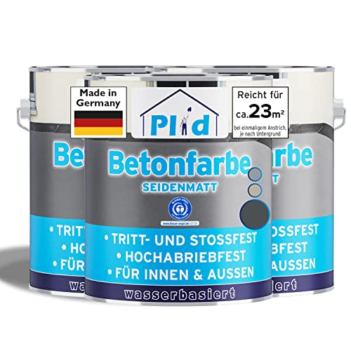 plid® Betonfarbe Innen & Außen Frostsicher Anthrazitgrau 2,25L - Flüssigkunststoff Bodenbeschichtung - Betonfarbe Kellerboden - Bodenfarbe für Keller, Zement, Mauerwerk & Holz - Made in Germany von plid