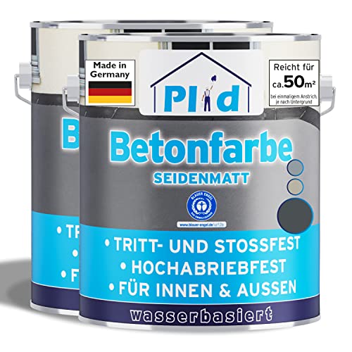 Plid® Betonfarbe Innen & Außen Frostsicher Anthrazitgrau 5L - Flüssigkunststoff Bodenbeschichtung - Betonfarbe Kellerboden - Bodenfarbe für Keller, Zement, Mauerwerk & Holz - Made in Germany von Plid