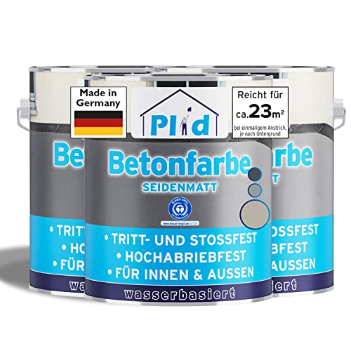 plid® Betonfarbe Innen & Außen Frostsicher Kieselgrau 2,25L - Flüssigkunststoff Bodenbeschichtung - Betonfarbe Kellerboden - Bodenfarbe für Keller, Zement, Mauerwerk & Holz - Made in Germany von plid