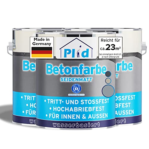 plid® Betonfarbe Innen & Außen Frostsicher Silbergrau 2,25L - Flüssigkunststoff Bodenbeschichtung - Betonfarbe Kellerboden - Bodenfarbe für Keller, Zement, Mauerwerk & Holz - Made in Germany von plid