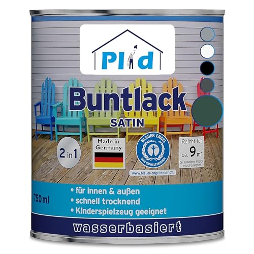 PLID® Buntlack Außen 0.75l - Mossgrün - Holzfarbe außen & innen - Holzlack Außen wetterfest - Holzschutzfarbe Aussen & Innen - Wetterschutzfarbe Holz Außen - Holzlasur - Farbe für Holz Außen von plid