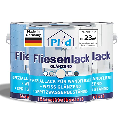 plid® Fliesenfarbe Badezimmer & Küche [FEUCHTIGKEITSBESTÄNDIG] Fliesenlack Cremeweiß 2,25l fürs Bad - Fliesen neu streichen & lackieren im Innenbereich - 3in1 Fliesen Farbe Lack - Made in Germany von plid