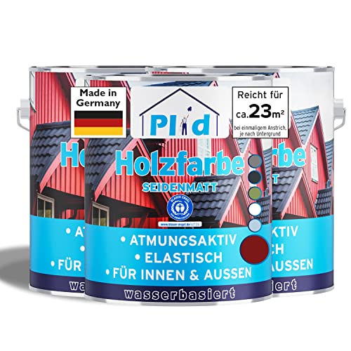 plid® Holzfarbe Holzlack Schwedenrot Innen & Außen - Wetterschutzfarbe Schwedenrot Holzfarbe Außen - Dauerhafte Holzschutzfarbe - Farbe für Holz - Lackfarbe Wetterfest - Made in Germany 2,25l von plid