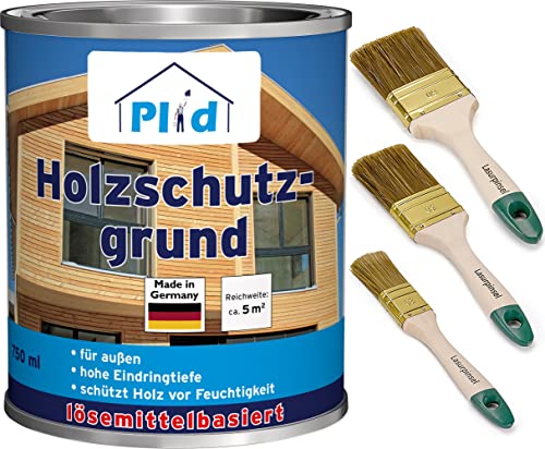 plid® Holzschutzgrund Holzimprägnierung Holzgrundierung Holz Imprägnierung für außen Holzschutz vor Pilzen und Insekten atmungsaktiv überstreichbar Set Farblos 0,75l von plid