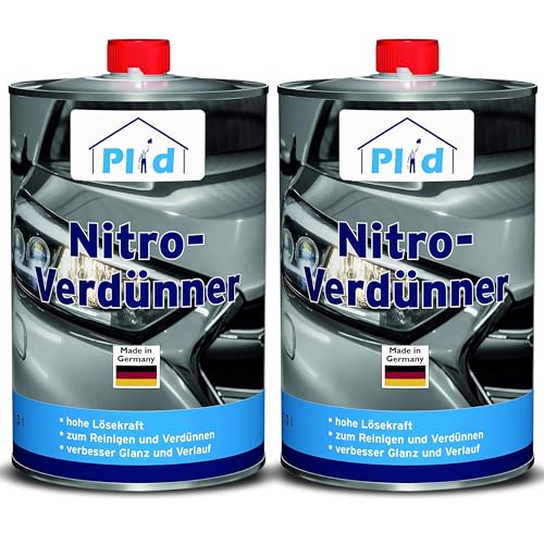 plid® Nitro-Verdünner farblos - mit hoher Lösekraft - zum reinigen & Verdünnen von Nitro-, Nitro-Kombinations-, Chlorkautschuk-, lufttrocknenden und einbrennbaren Kunstharz-Lacken 2l von plid
