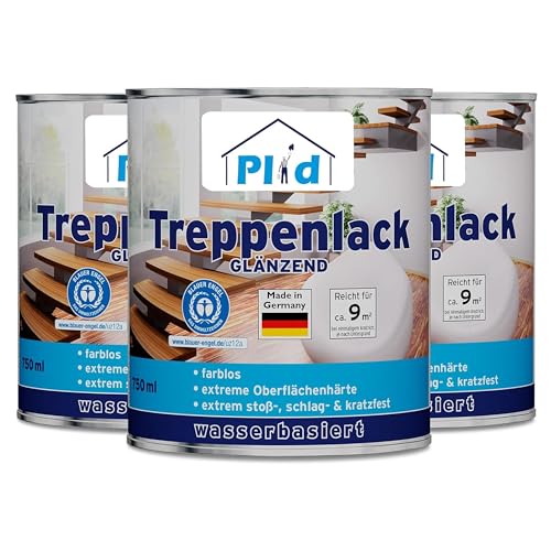 PLID® Treppen - Klarlack - glänzend - zum Versiegeln von Kork- Parkett & Holzfußböden, Holztreppen sowie Möbeln im Innenbereich stoß - schlagfest strapazierfähig - Made in Germany 2,25l von plid