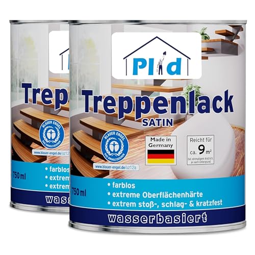 PLID® Treppen - Klarlack - satin - zum Versiegeln von Kork- Parkett & Holzfußböden, Holztreppen sowie Möbeln im Innenbereich stoß - schlagfest strapazierfähig - Made in Germany 1,5l von plid