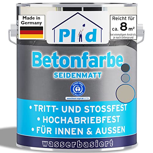 plid® Betonfarbe Innen & Außen Frostsicher Kieselgrau 0,75L - Flüssigkunststoff Bodenbeschichtung - Betonfarbe Kellerboden - Bodenfarbe für Keller, Zement, Mauerwerk & Holz - Made in Germany von plid