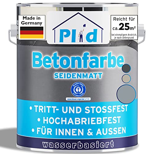 plid® Betonfarbe Innen & Außen Frostsicher Silbergrau 2,5L - Flüssigkunststoff Bodenbeschichtung - Betonfarbe Kellerboden - Bodenfarbe für Keller, Zement, Mauerwerk & Holz - Made in Germany von plid