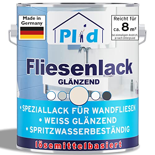 plid® Fliesenfarbe Badezimmer & Küche [FEUCHTIGKEITSBESTÄNDIG] Fliesenlack Cremeweiß 0.75l fürs Bad - Fliesen neu streichen & lackieren im Innenbereich - 3in1 Fliesen Farbe Lack - Made in Germany von plid