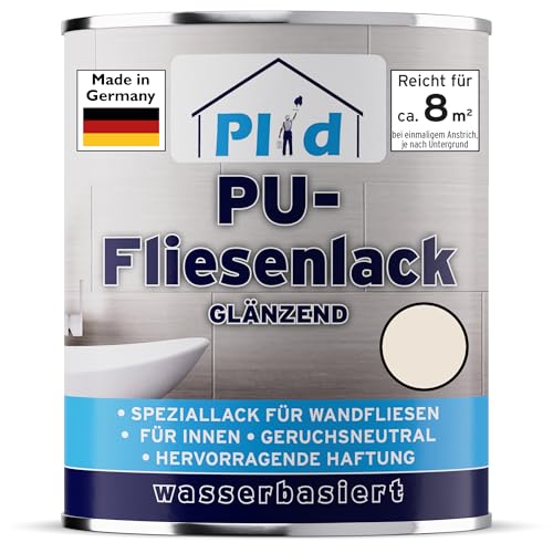 Plid® Fliesenfarbe Badezimmer & Küche [FEUCHTIGKEITSBESTÄNDIG] Fliesenlack Cremeweiß 0.75l fürs Bad - Fliesen neu streichen & lackieren im Innenbereich - 3in1 Fliesen Farbe Lack - Made in Germany von Plid