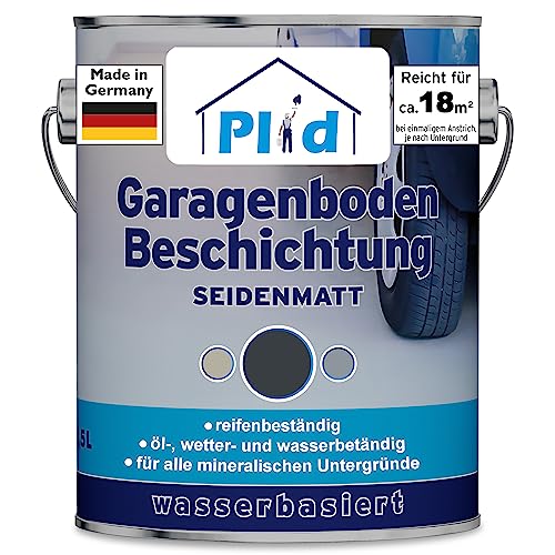 plid® Garagenboden- Betonfarbe Anthrazitgrau satin - [SPEZIALBESCHICHTUNG FÜR GARAGENBÖDEN] - frostsicher - beständig gegen Motoröl - Bremsflüssigkeit - Diesel & Heizöl - Made in Germany 2,5l von plid