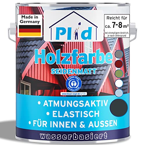 Plid® Holzfarbe Holzlack Anthrazitgrau Innen & Außen - Wetterschutzfarbe Anthrazitgrau Holzfarbe Außen - Dauerhafte Holzschutzfarbe - Farbe für Holz - Lackfarbe Wetterfest - Made in Germany 0,75l von Plid