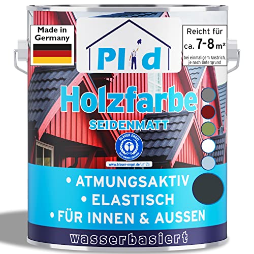 plid® Holzfarbe Holzlack Anthrazitgrau Innen & Außen - Wetterschutzfarbe Anthrazitgrau Holzfarbe Außen - Dauerhafte Holzschutzfarbe - Farbe für Holz - Lackfarbe Wetterfest - Made in Germany 0,75l von plid