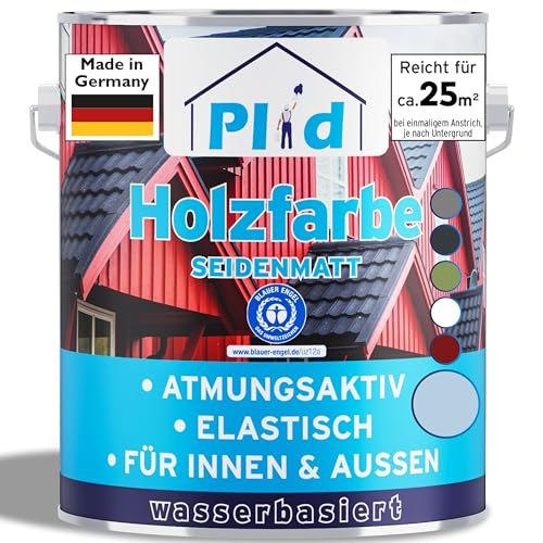 plid® Holzfarbe Holzlack Innen & Außen - Wetterschutzfarbe Holzfarbe Außen - Dauerhafte Holzschutzfarbe - Farbe für Holz - Lackfarbe Wetterfest - Made in Germany (2500ml, Taubenblau) von plid