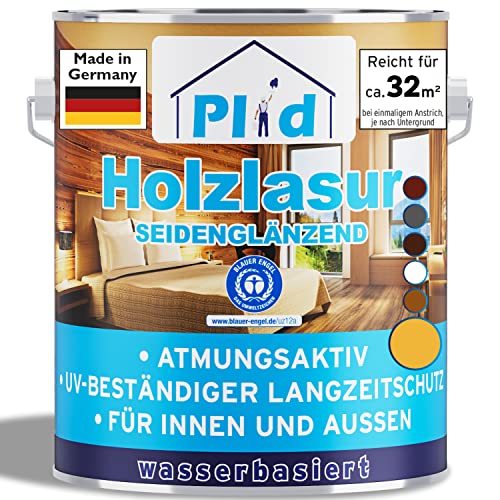 PLID® Holzlasur Innen & Aussen Kiefer 2,5L - Holzschutzlasur Außen mit UV beständigem Langzeitschutz- Grundierung Holz Außen - Holzschutzgel - Holz Lasur atmungsaktiv - Made in Germany von plid