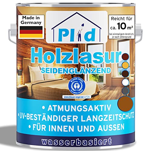 PLID® Holzlasur Innen & Aussen Teak 0,75L - Holzschutzlasur Außen mit UV beständigem Langzeitschutz- Grundierung Holz Außen - Holzschutzgel - Holz Lasur atmungsaktiv - Made in Germany von plid