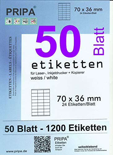 pripa - Amazon FBA Versand Etiketten 70,0 x 36,0 mm - 24 Stueck auf A4 50 Blatt DIN A4 selbstklebende Etiketten - DHL Post pripa - Amazon FBA Versand Etiketten 70,0 x 36,0 mm - 24 Stueck auf A4 50 Blatt DIN A4 selbstklebende Etiketten - DHL Post von pripa